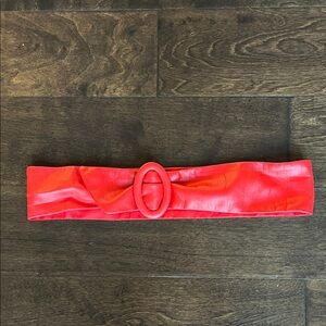 Vintage Red soft leather Women's Belt with Oval Buckle